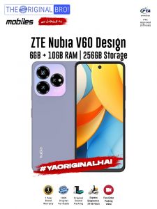 ZTE Nubia V60 Design - 6GB RAM - 256GB Storage - PTA Approved - 12 Months Warranty - Violet - The Original Bro Mobiles - TOB36